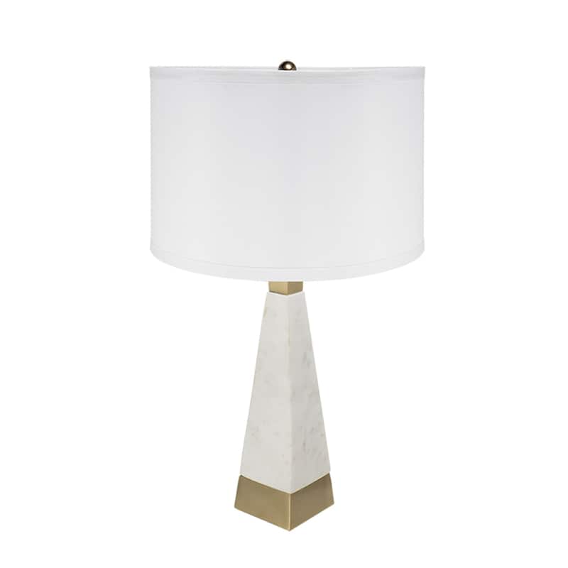 D15x26" White and Gold Thin Pyramid Table Lamp with Drum Shade - Gold+White