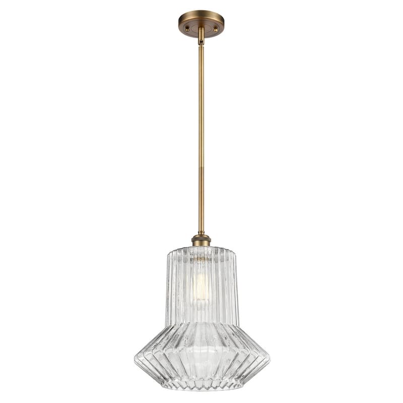 Innovations Lighting Springwater 12" Wide Pendant - Brushed Brass / Clear Spiral Fluted