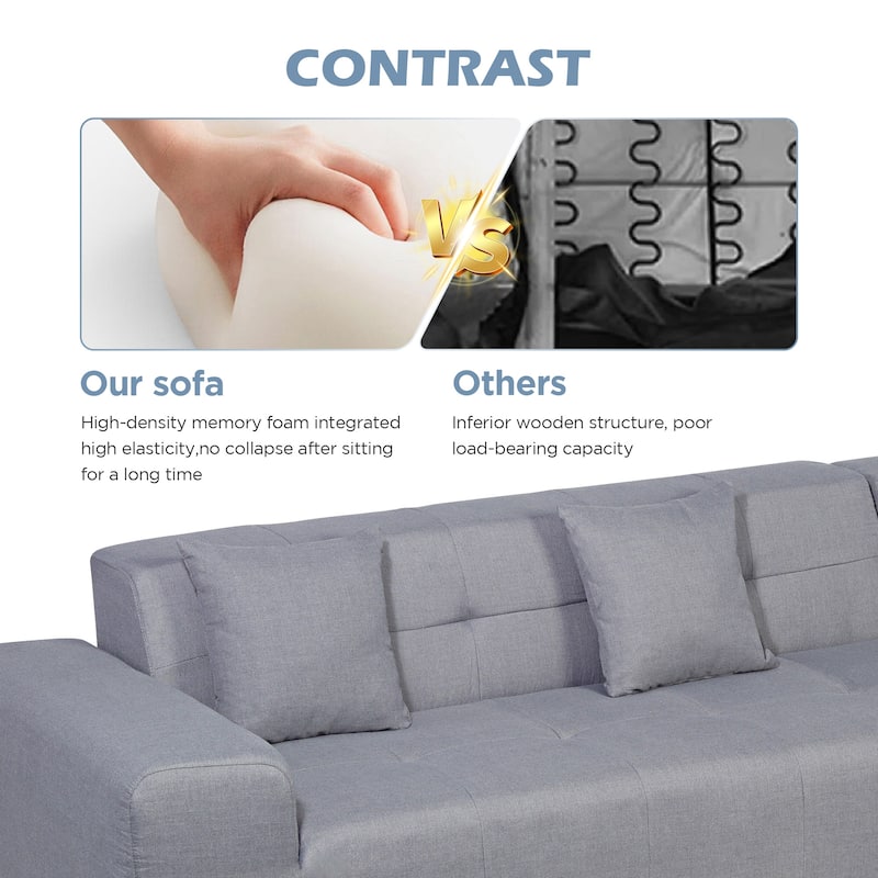 Outdoor Modern Sectional Sofa with L-Shape Chaise, Minimalist Modular Couch, No Assembly Required