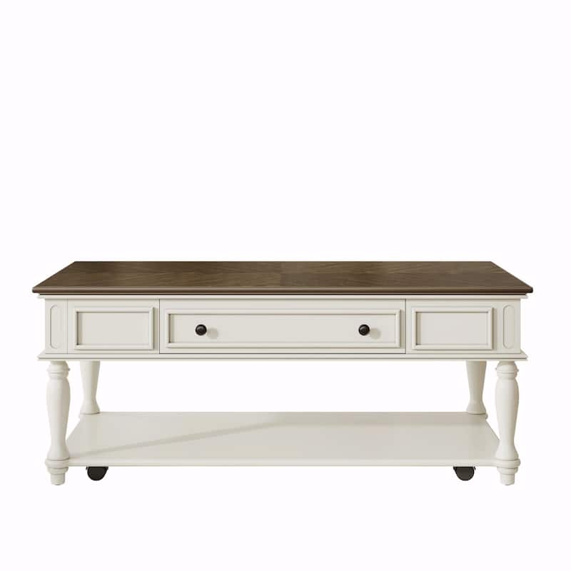 Farmhouse Coffee Table with One Drawer