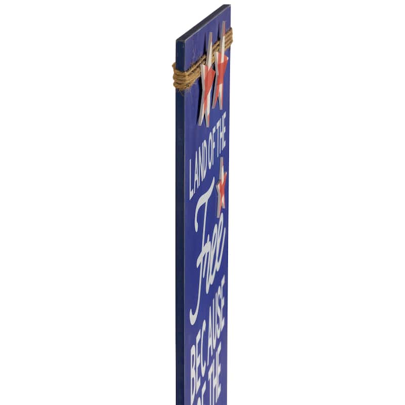 Set of 2 God Bless the USA and Land of the Free Patriotic Wooden Plaques 23.5"