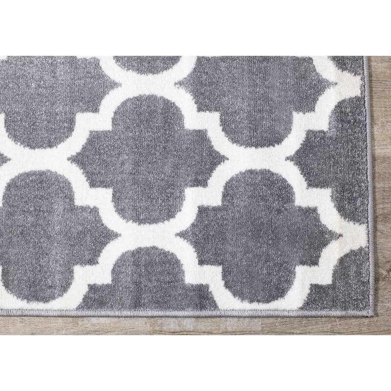 Covington Collection - Grey/Cream Ogee Pattern Rug