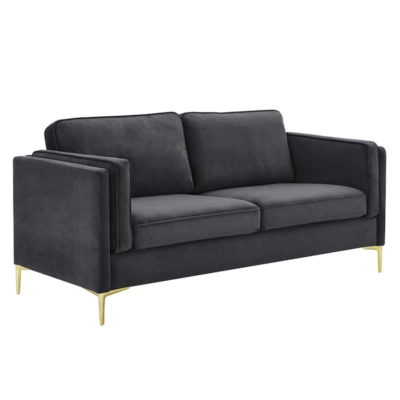 Kaiya Performance Velvet Sofa - Charcoal