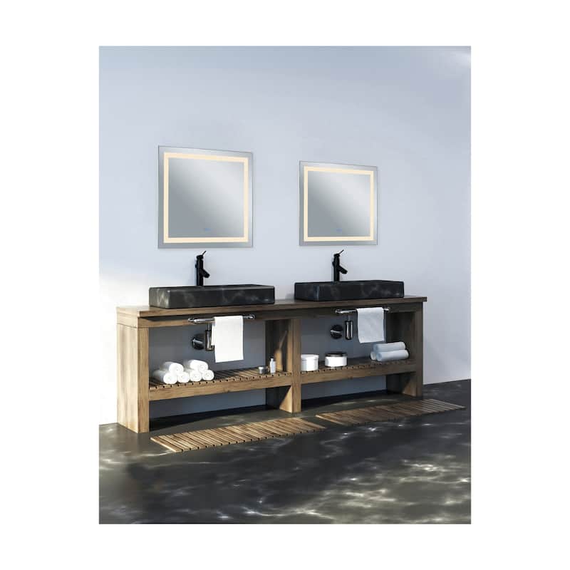 36" x 36" Abril Matte White Square LED Wall Mirror
