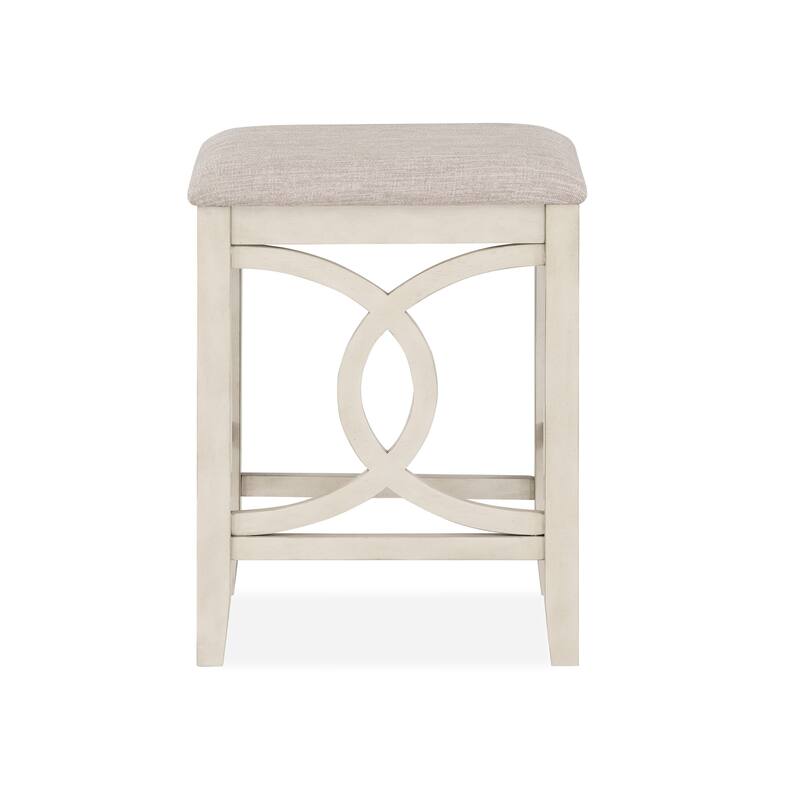Ruth 25 Inch Counter Height Stool Set of 2, Beige Polyester Padded, White
