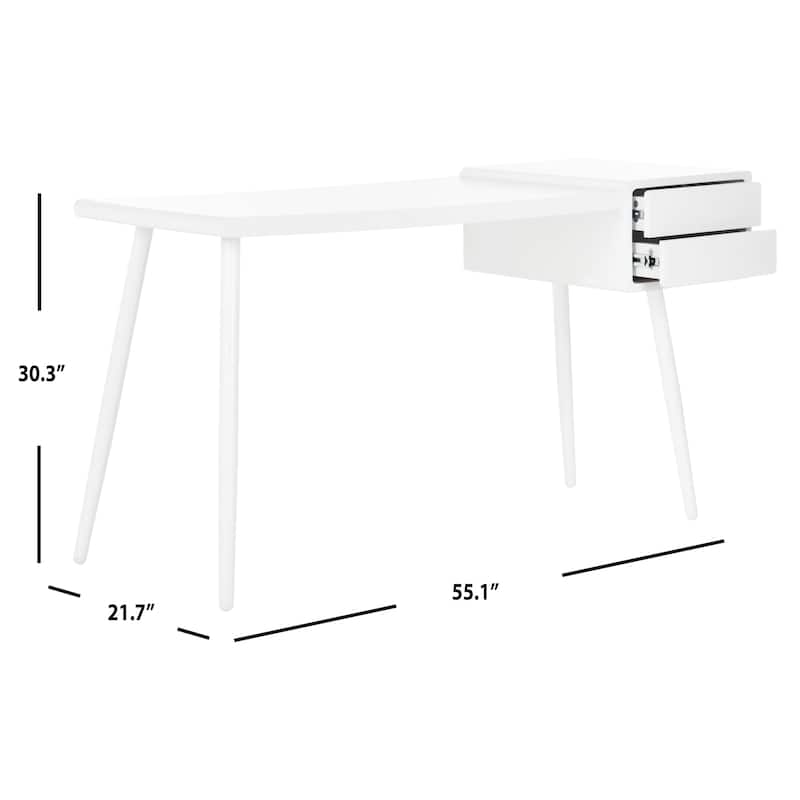 SAFAVIEH Natalia Mid Century Scandinavian White Two Drawer Desk