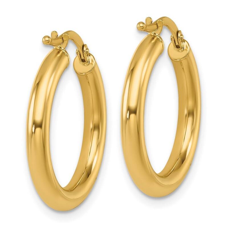 Curata 14k Yellow Gold Polished Round Tube Hoop Earrings - 23x21.5mm