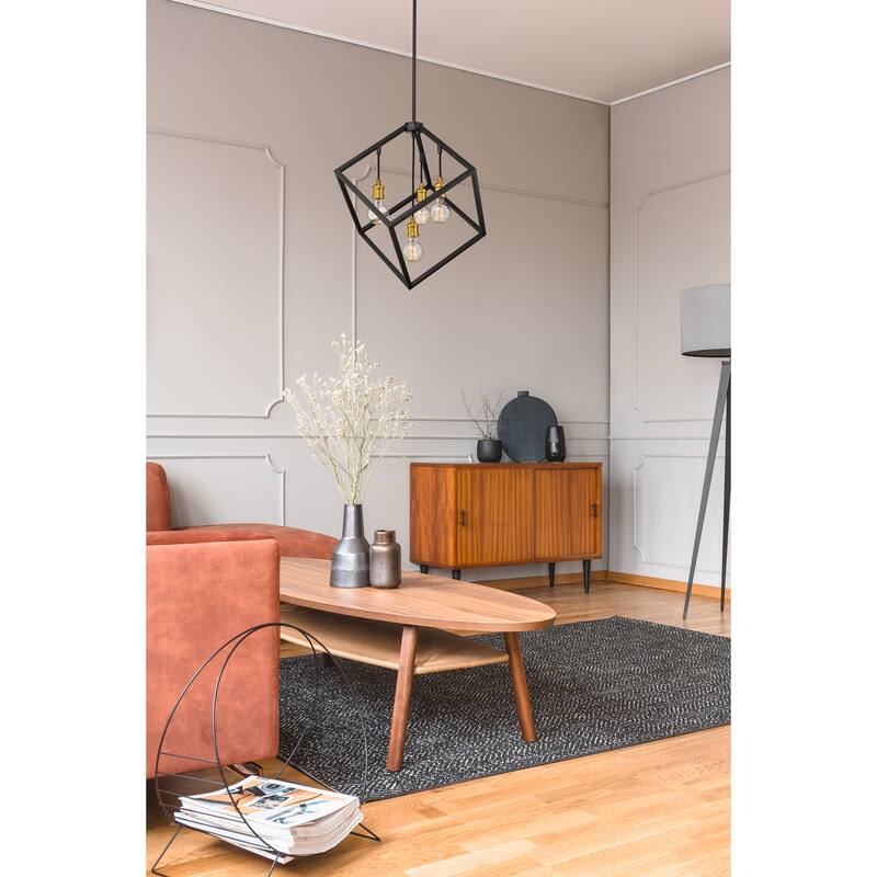 Vertical 4 Light Pendant - Bronze + Olde Brass