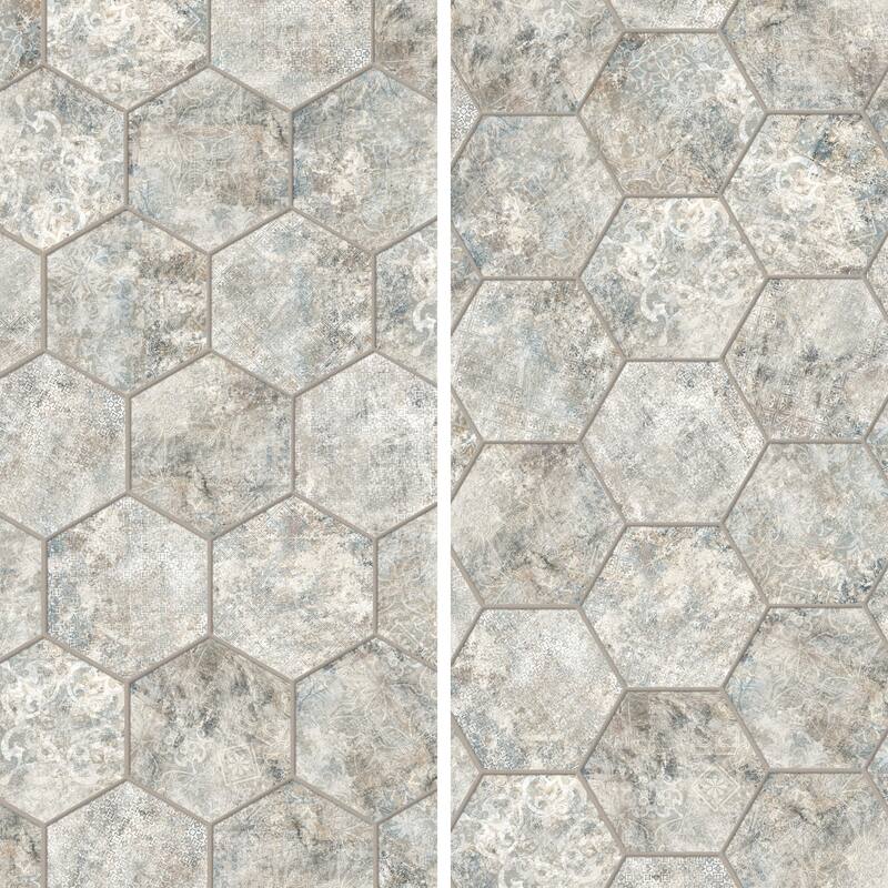Merola Tile Tivoli Hex Tapestry 5-1/2" x 6-1/4" Porcelain Floor and Wall Tile
