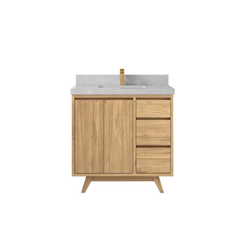 Willow Collections 36 in. W x 22 in. D Madison Teak Center Sink Bathroom Vanity with Countertop