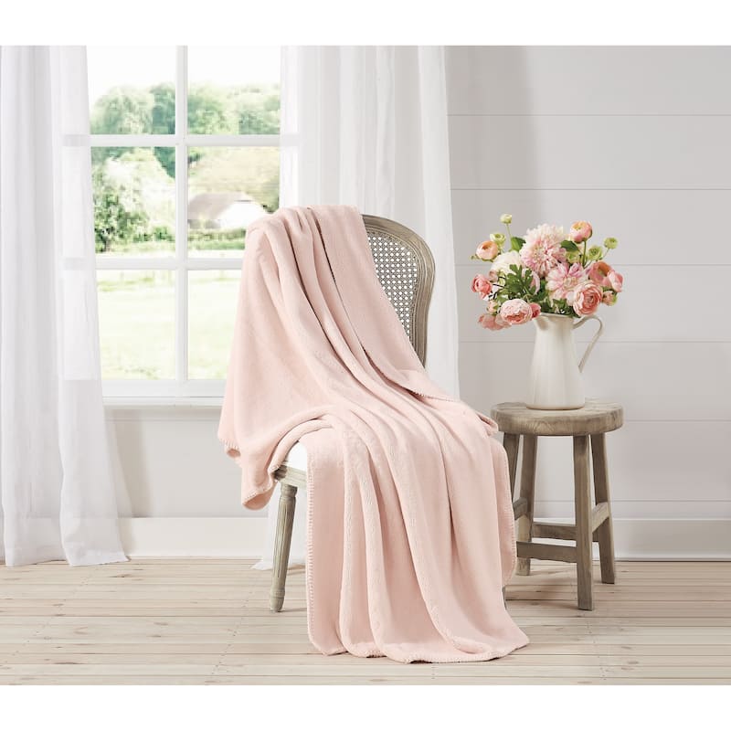 The Farmhouse by Rachel Ashwell Printed and Solid Throw - 50x70 Throw - Pink
