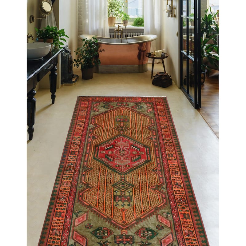 Fine Vintage Distressed Ardine Brown/Orange Runner - 3'5" x 6'6"