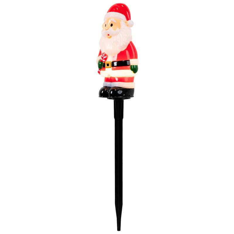 Santa with Candy Cane Outdoor Christmas Pathway Markers - 16.75" - Set of 3 - Red