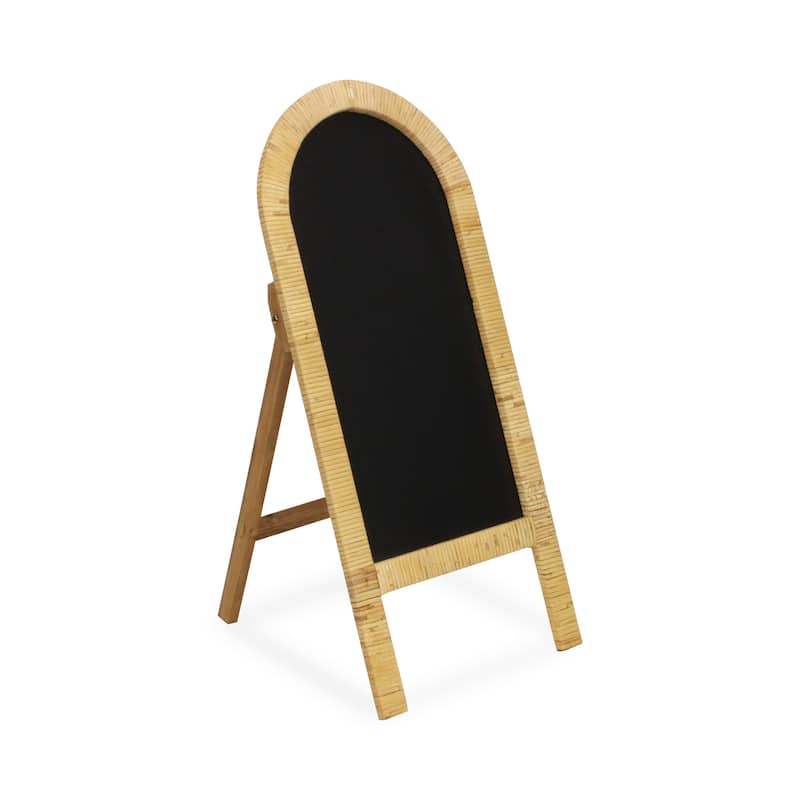 Roussilon Curved Rattan Wrapped Standing Chalkboard