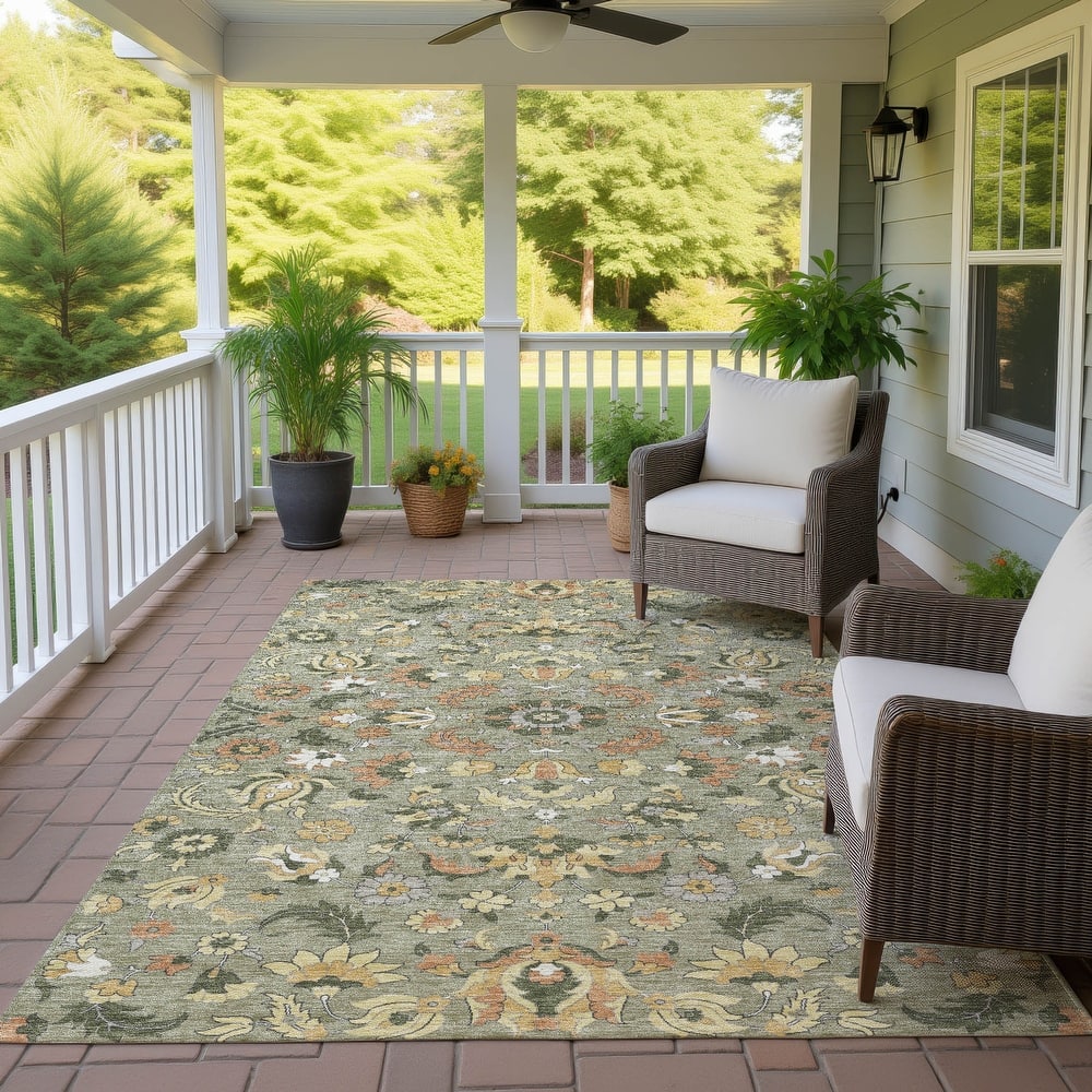Machine Washable Indoor/ Outdoor Traditional Lanelle Chantille Rug