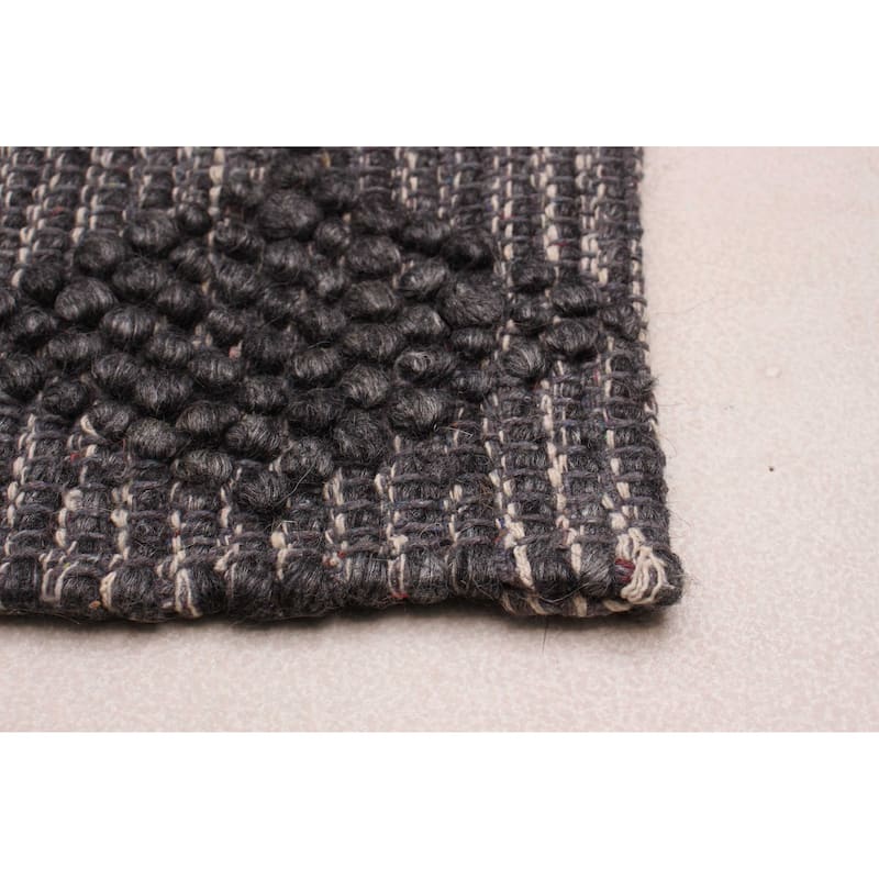 ECARPETGALLERY Braid weave Sienna Grey Wool Rug - 6'1 x 9'0