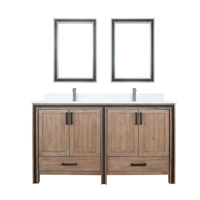 Ziva Bath Vanity, White Quartz Top, Faucet Set and Mirrors