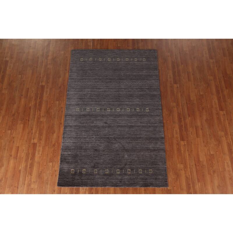 Charcoal Gabbeh Indian Area Rug Handmade Wool Carpet - 4'11"x 7'10"