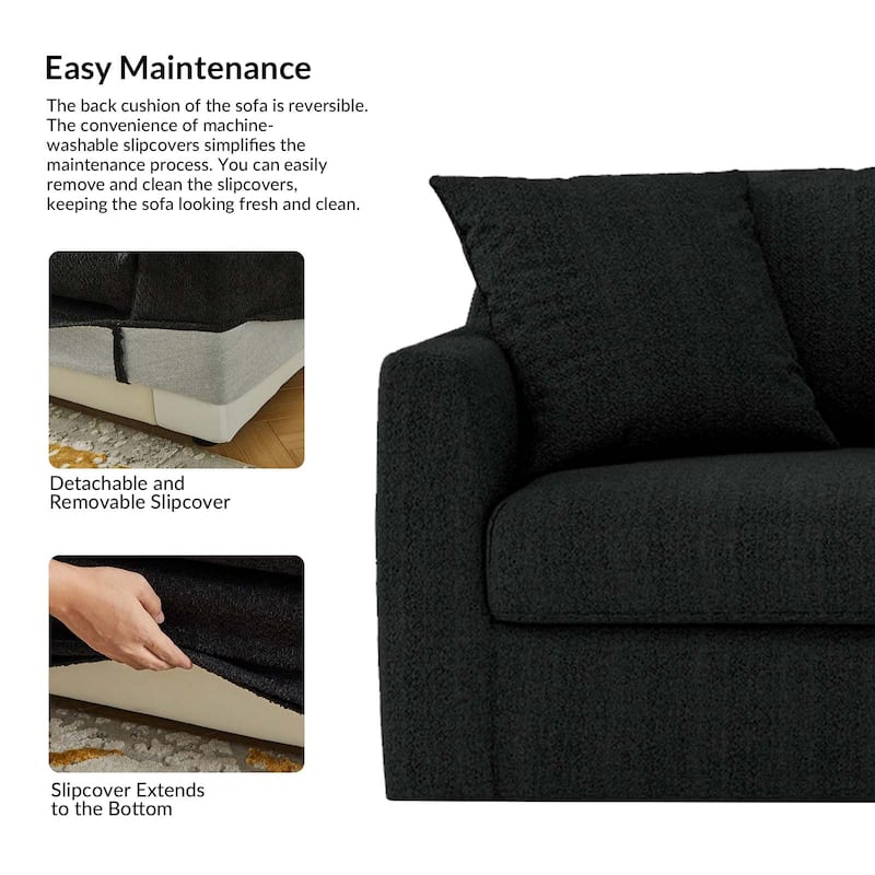 Riccardo 85" Modern Slipcovered Sofa with Square Flange Arm by HULALA HOME