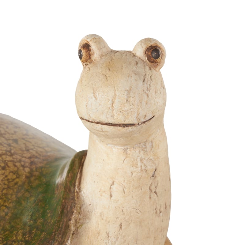 Magnesium Oxide Turtle Garden Sculpture with Green Shell - Cream - Roche River Decor
