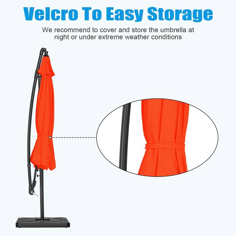 8ft×8ft Square Steel Crank-lift Cantilever Umbrella With Weighted Base