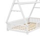 preview thumbnail 6 of 7, Twin House Bed with Fence and Roof for Kids Boys & Girls, White