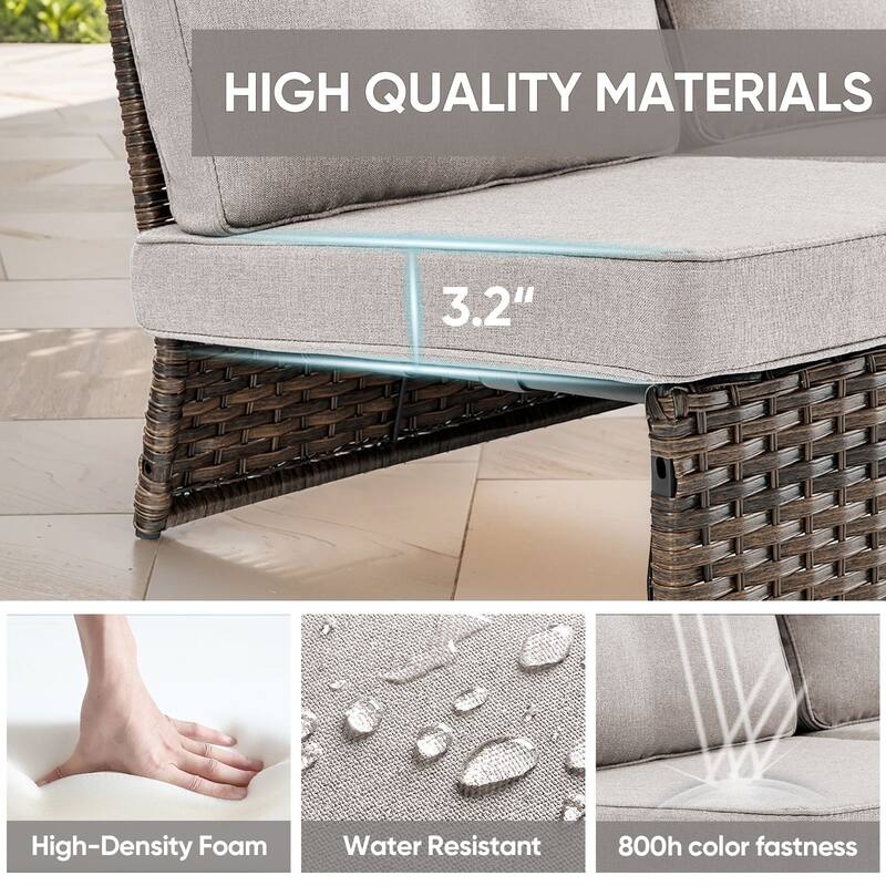 Gymojoy L-Shaped Outdoor Sectional Sofa Set, PE Wicker Couch with Water-Resistant Olefin Cushions