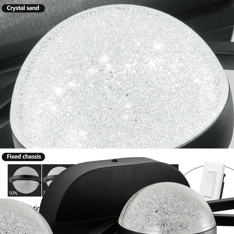 Bathroom Vanity Light, LED 3 Bulb Crystal Sand Acrylic Shades, Wall Mounted Decorative Lighting Fixture
