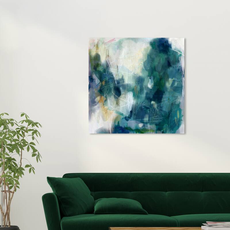 Wynwood Studio Canvas Abstract Rainy Garden Blue and Modern & Contemporary Wall Art Canvas Print - 30 x 30