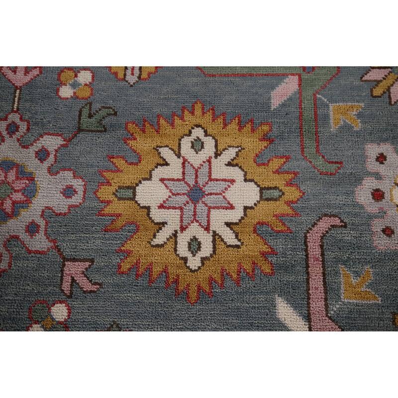 All-Over Gray Oushak Oriental Area Rug Handmade Wool Carpet - 9'3" x 11'7"