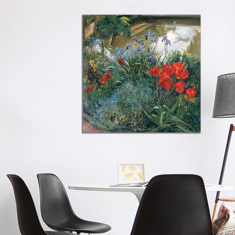 iCanvas "Red Tulips And Geese" by Timothy Easton Canvas Print - 37x37x1.5