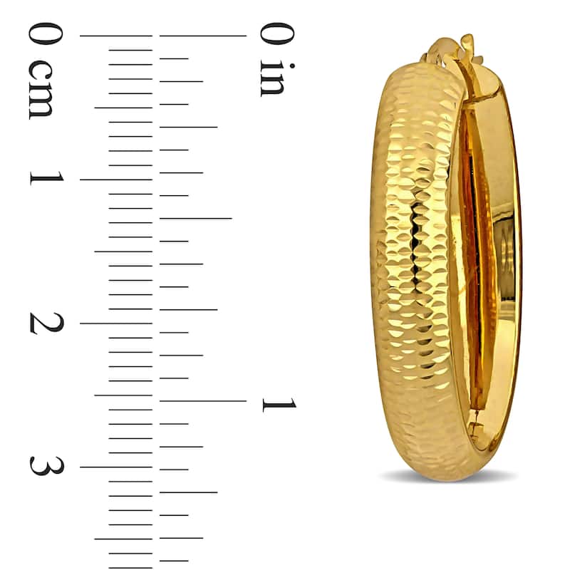 Miadora 19mm Diamond Cut Hoop Earrings in 14k Yellow Gold