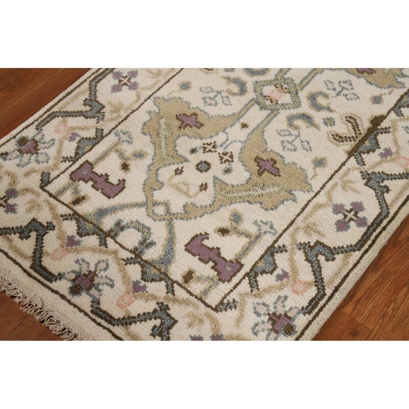 Transitional Oushak Indian Runner Rug Hand-Knotted Wool Carpet - 2'6"x 8'0"