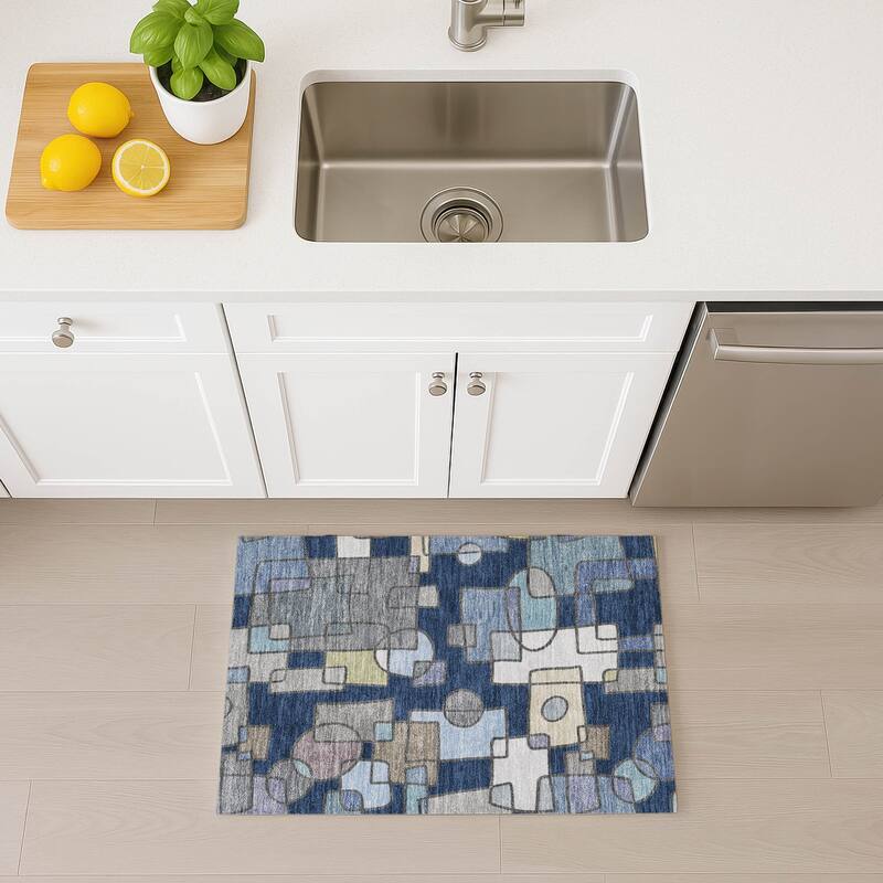 Machine Washable Indoor/ Outdoor Contemporary Prenner Chantille Rug