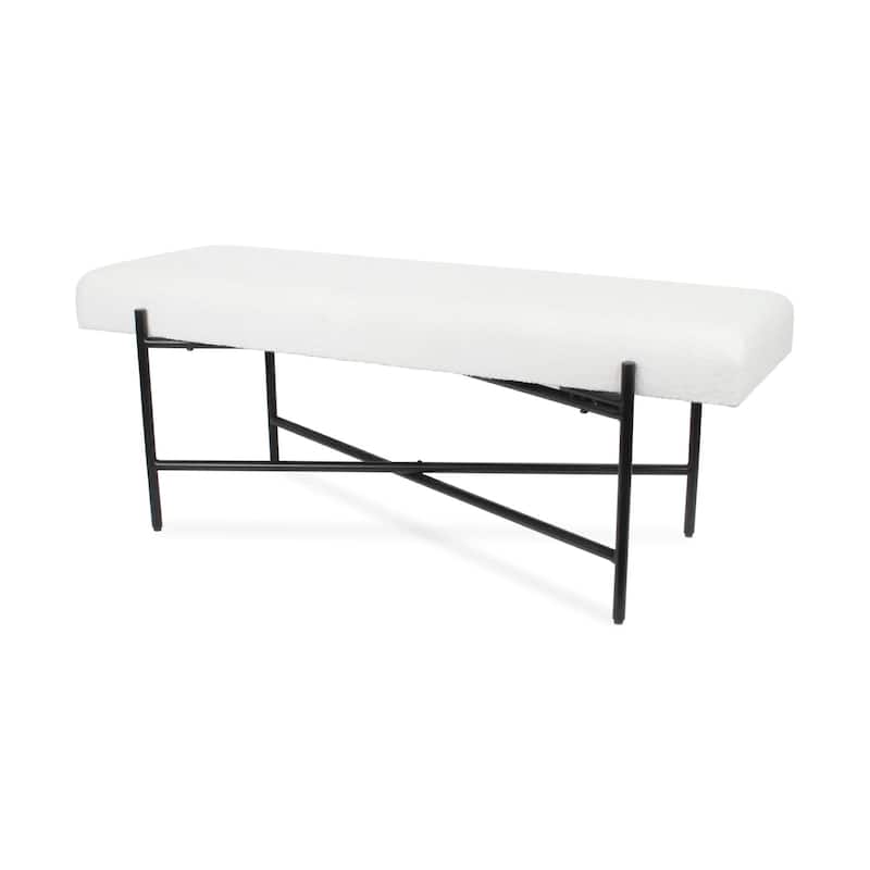 Handmade Rectangular Cushion Top Entryway Bench - 47" - White
