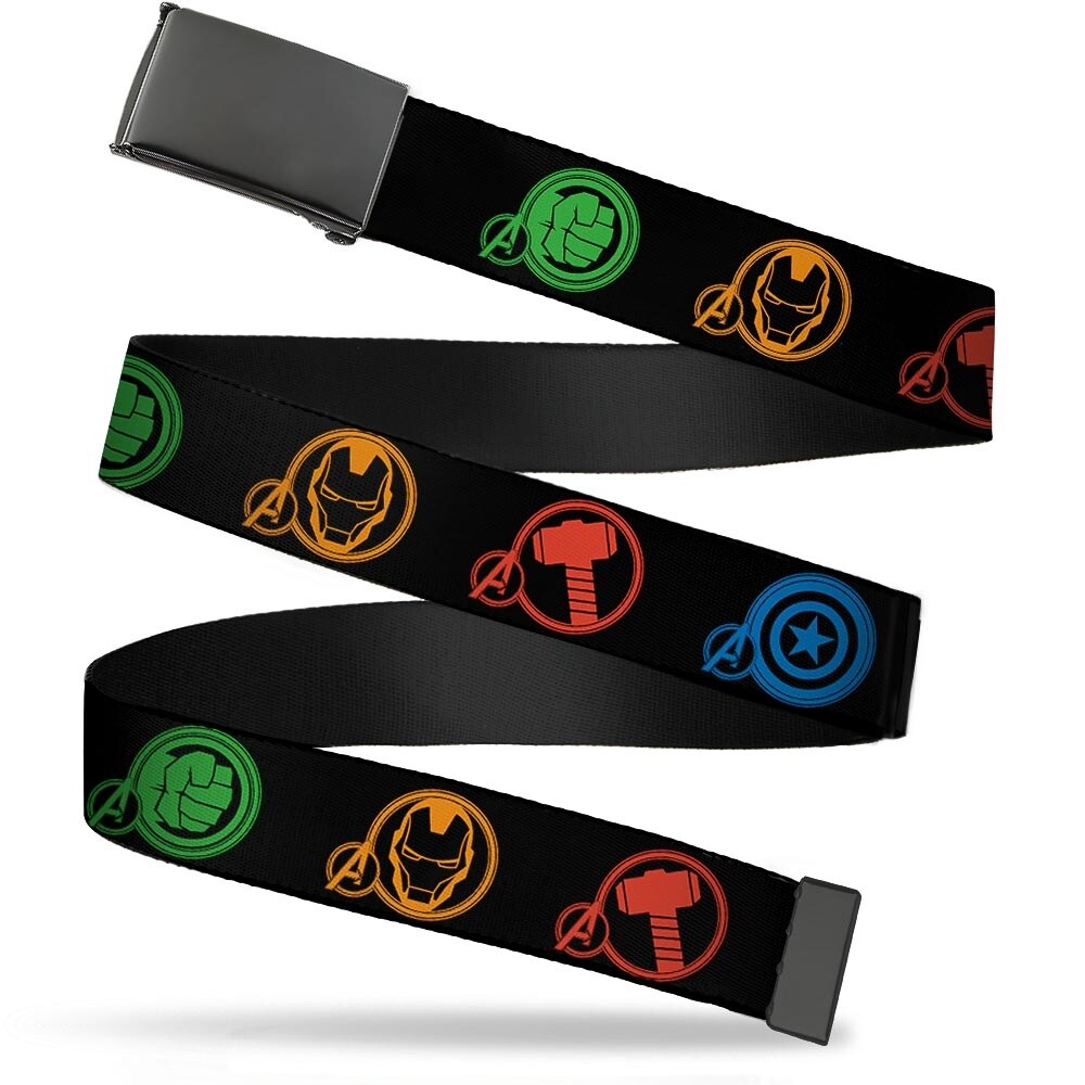 Shop Marvel Avengers Blank Black Buckle Marvel Avengers Superhero Logos Web Belt Overstock 17359024
