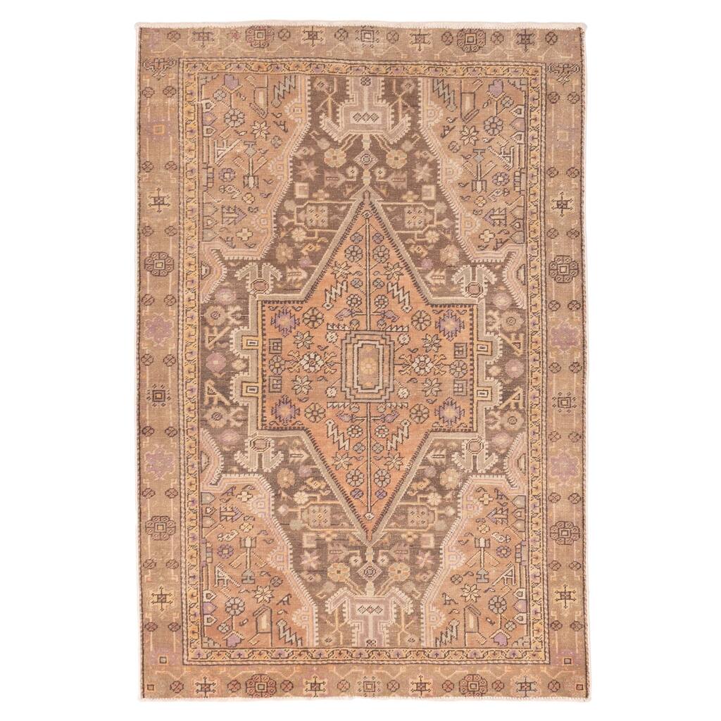 ECARPETGALLERY Hand-knotted Antalya Vintage Brown Wool Rug - 4'0 x 5'11