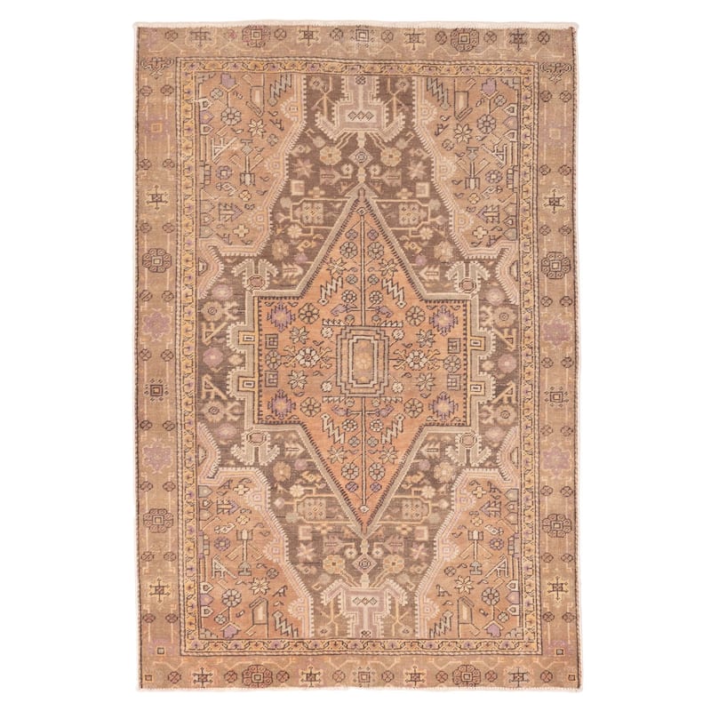 ECARPETGALLERY Hand-knotted Antalya Vintage Brown Wool Rug - 4'0 x 5'11