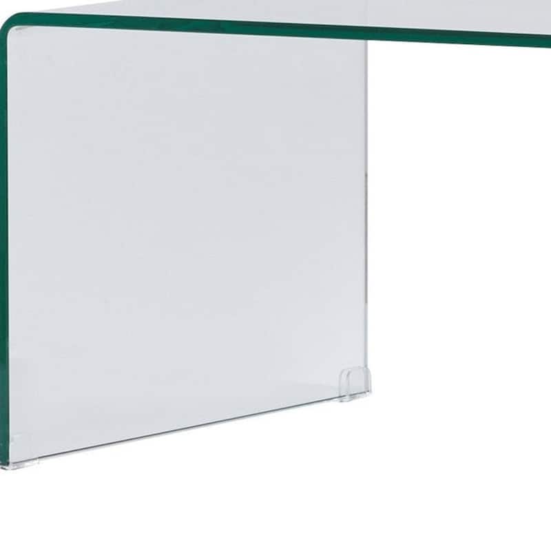 HomeRoots 24" Clear Glass Sled Coffee Table - 24 in. x 16 in. x 43 in.