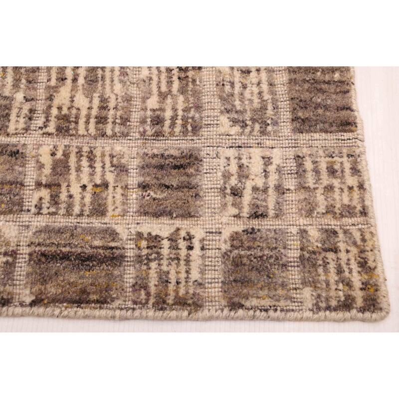 ECARPETGALLERY Hand Loomed Elysian Taupe Wool Rug - 8'0 x 10'0
