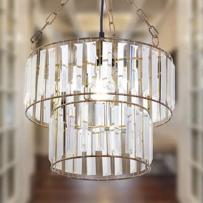 Octavius River of Goods Gold and Clear Metal and Glass Adjustable Drop Height 12-Inch Hanging Pendant Light