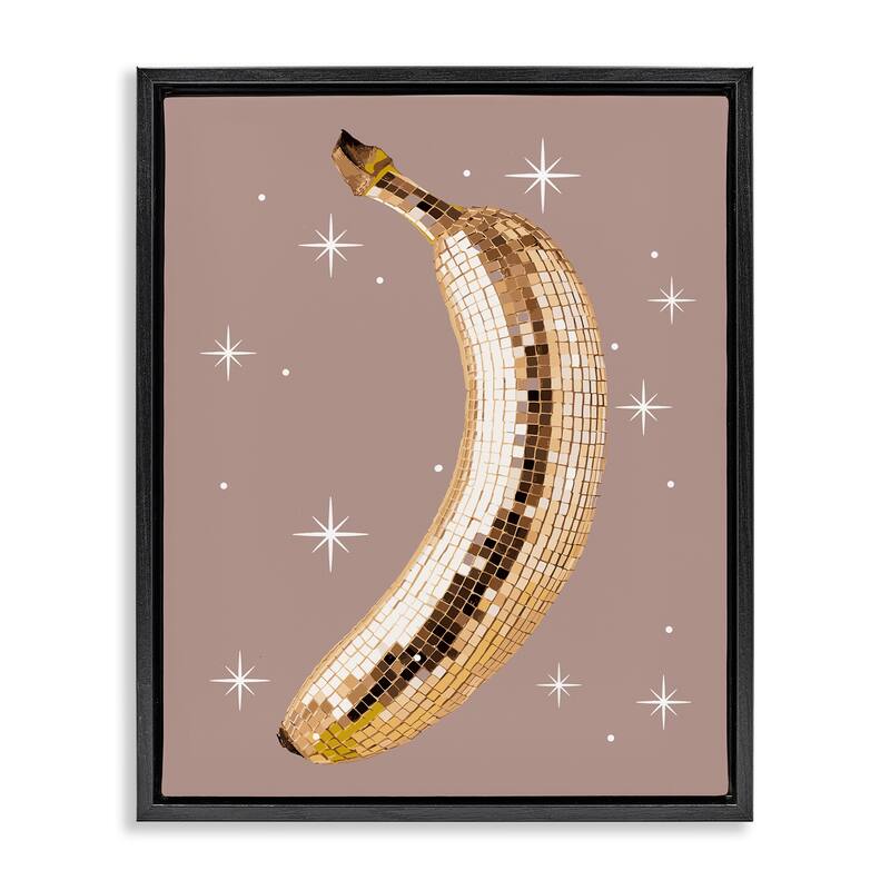 Stupell Luminous Glam Banana Framed Floater Canvas Wall Art Design By Lil' Rue - 17 x 21 - Black