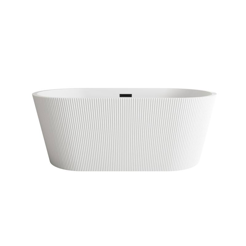 Vincent Bathtub in Glossy White - Glossy White with Matte Black Trim - 59"