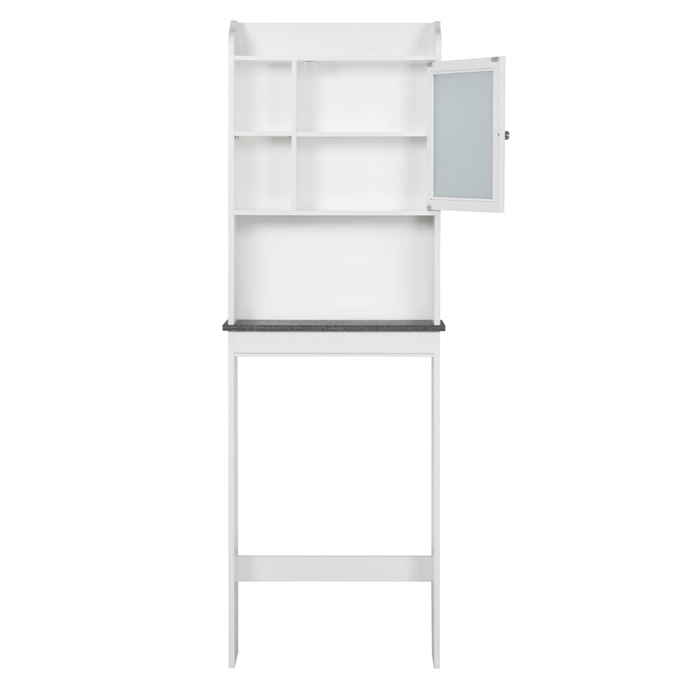 23.2in L x 7.5in W x 68.9in H Yaheetech Over The Toilet Cabinet Space-Saving Bathroom Free-Standing Cabinet w/Adjustable Shelves