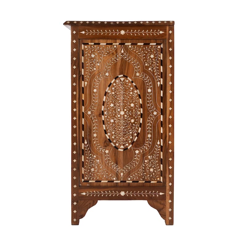 Rashmi 40 in. W Rectangular Teak & Bone In-Lay 4 Drawer Accent Chest