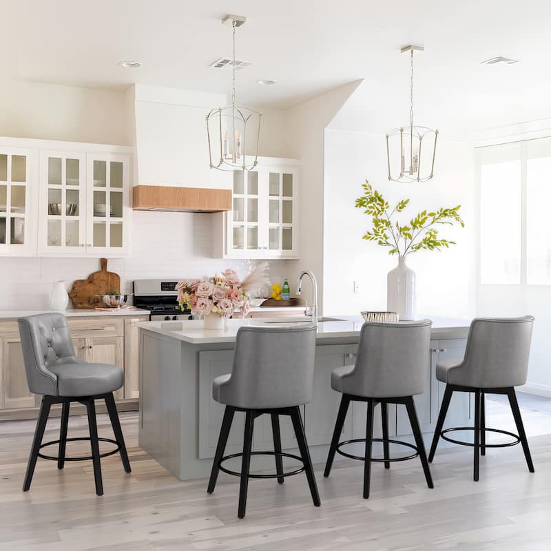 LUE BONA 26" Counter Height Bar Stools Swivel Bar stool with Backs - 26" H