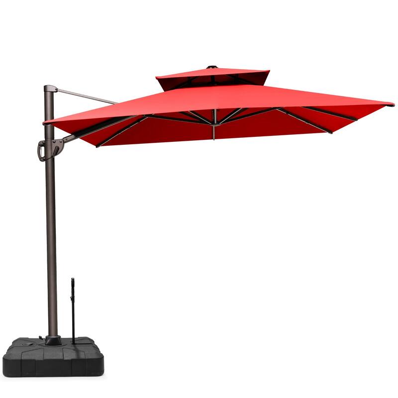 9 ft x 11 ft Outdoor Patio Dual Top Cantilever Offset Umbrella with Rod Base