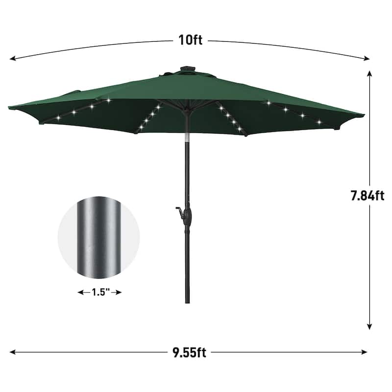Autlaycil 10FT Solar Power LED Lights Patio Umbrella