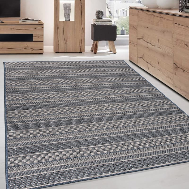World Rug Gallery Bohemian Geometric Stripe Indoor/Outdoor Area Rug