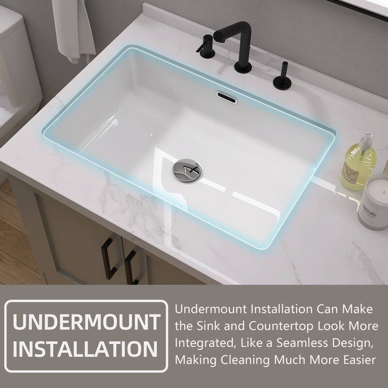 23 5/8" Vessel Sink Rectrangle Undermount Bathroom Sink With Overflow (2 Pack) - 24"Rectrangle Undermount Bathroom Sink(2 Pack)